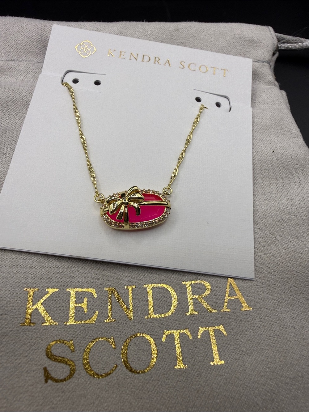 Kendra Scott Elisa Bow Pendant Necklace, pink